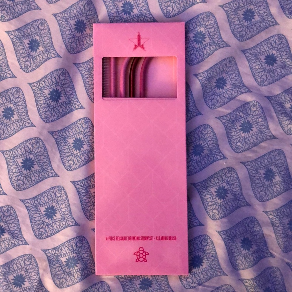 Jeffree Star Pink Metal Straw 4-pack Set